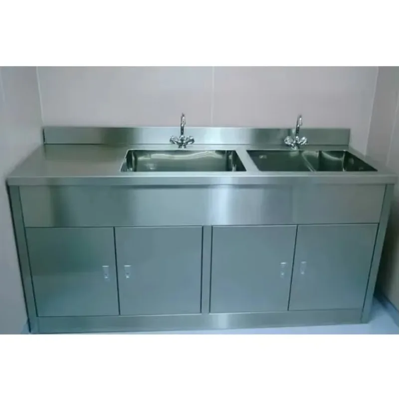 อ่างล้างมือสแตนเลส 304 สำหรับ 2 คน พร้อมกระจก