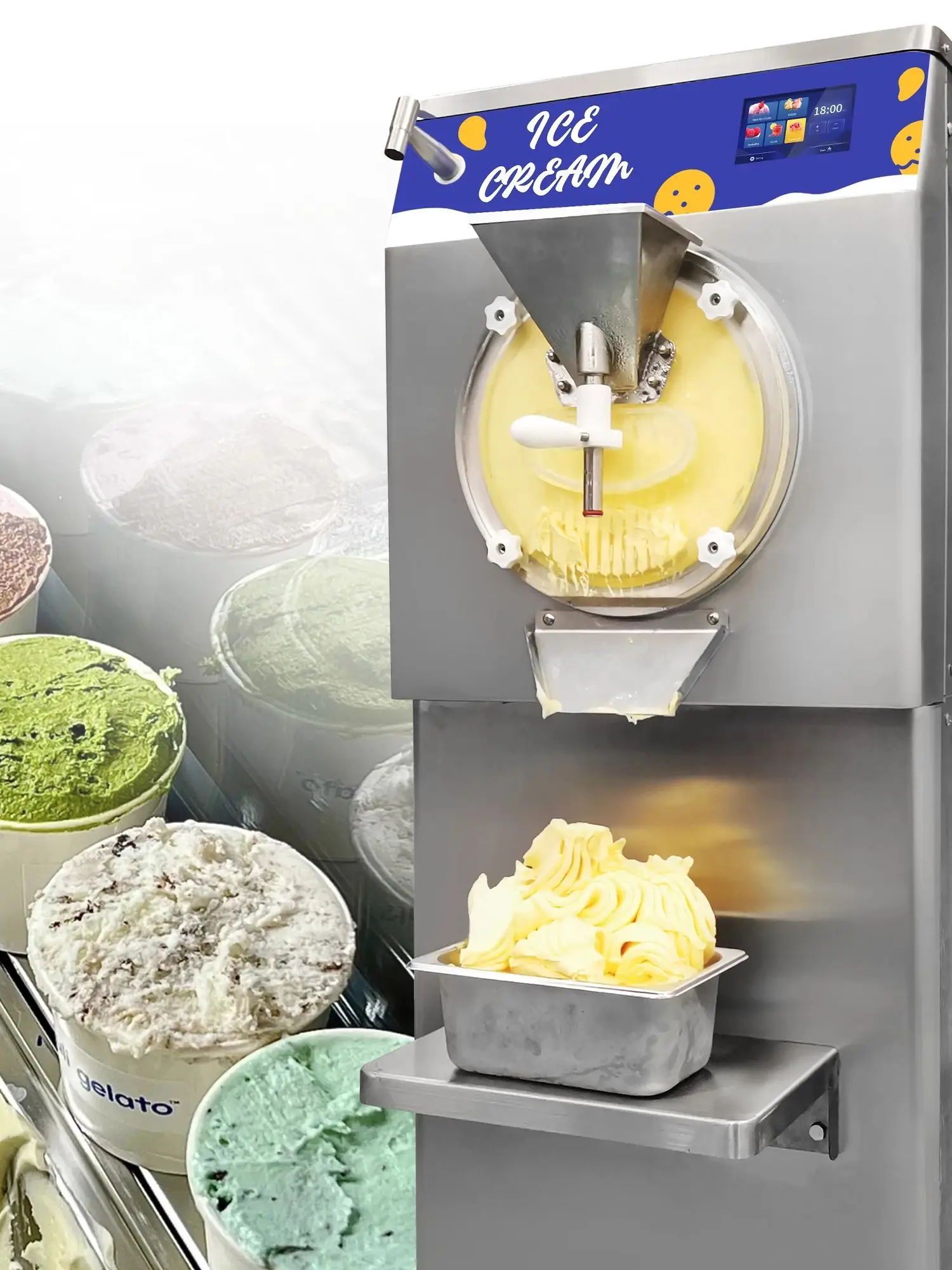 Máquina dura do gelado de Mvckyi, Gelato comercial, fazendo para a loja do gelado, 2200W, 48L por H