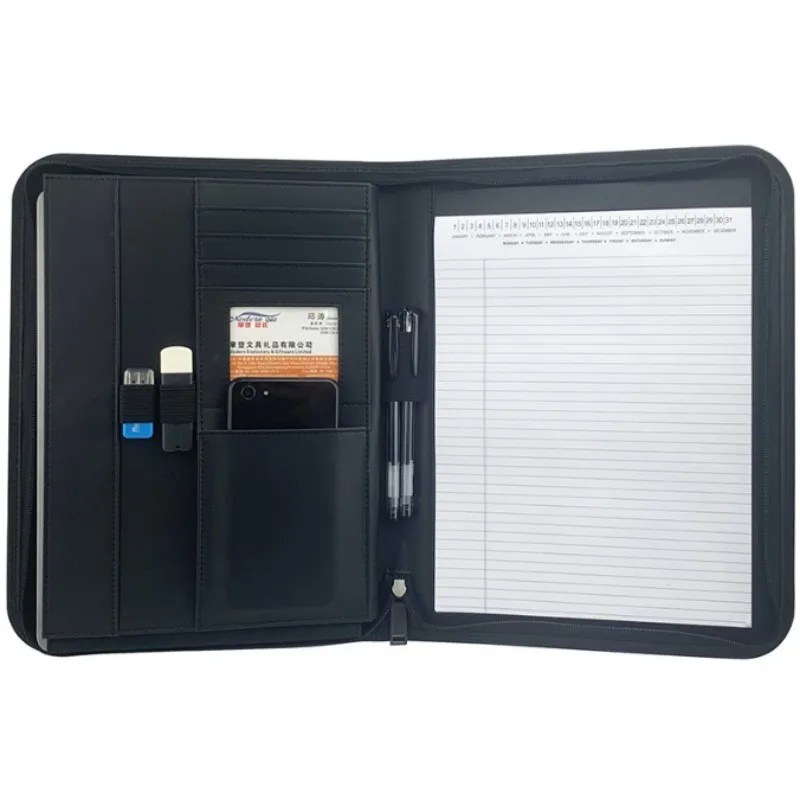 Multifunctional 510 A4 Conference Folder Business Stationery Folder Leather Contract File Folders Travel Document Folder