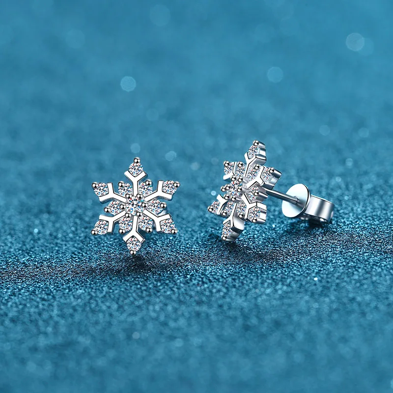 925 pure silver female snowflake earrings earrings earrings earrings 72 points mossanite earrings earrings