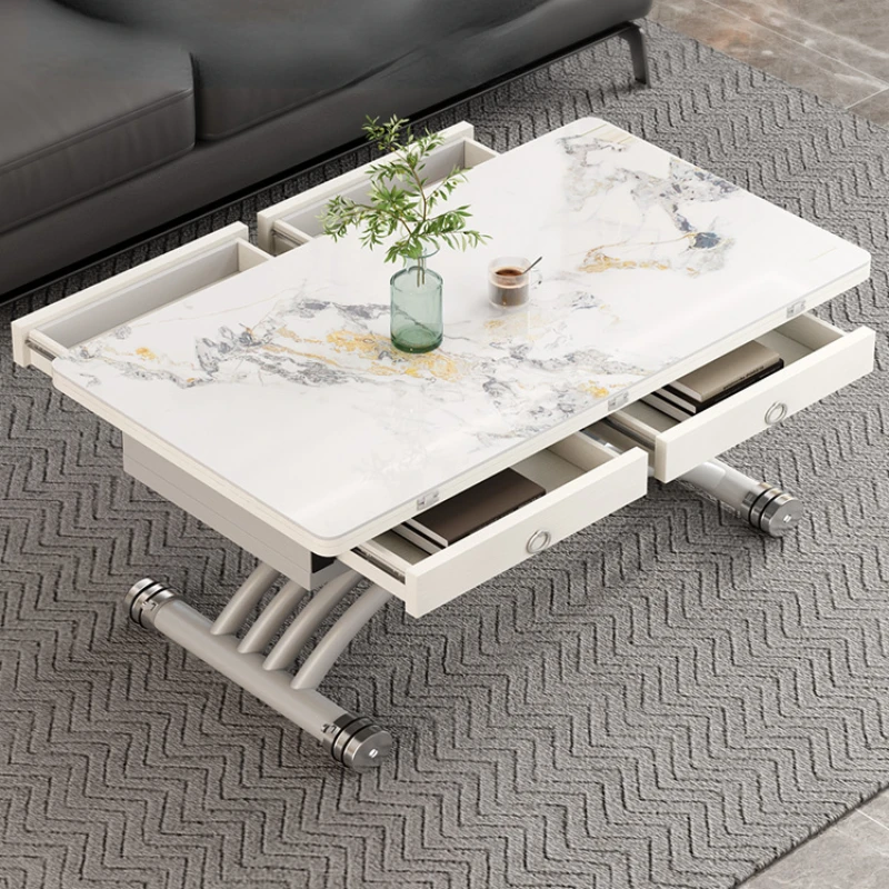 

Lifting coffee table, dining table, dual-purpose one, small apartment, square household, multi-functional folding rock slab,