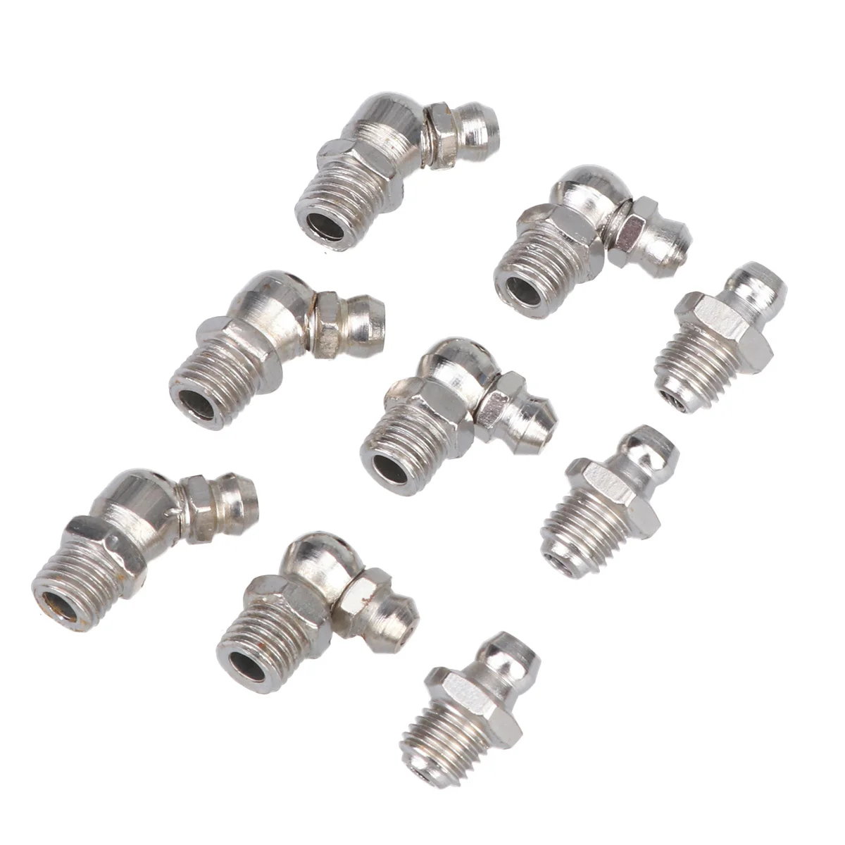 

45Pcs Grease Fitting Assortment Kit Yellow M8x1 Straight 45 Degree Bend 90 Degree Angle for Bearing Lubrication Steel