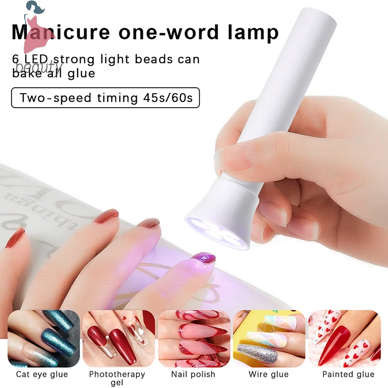 Portable Handheld UV LED Flashlight Nail Lamp 6 LED Beads Quick Dry USB Nail Dryer 18W Machine Nail Gel Dry Nail Art Tool