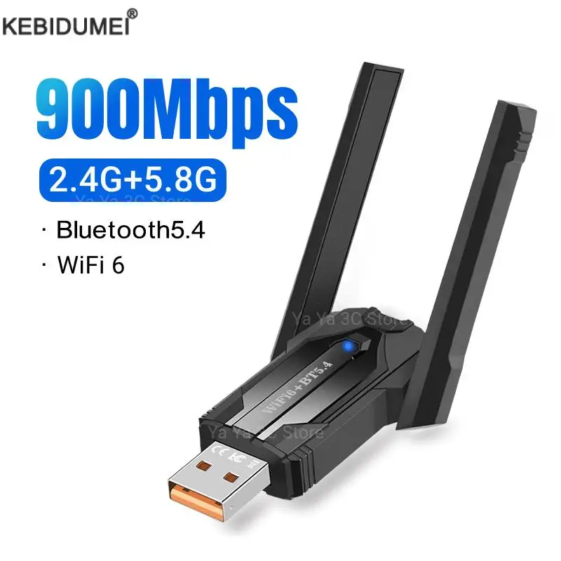 900Mbps WiFi Adapter Wifi 6 Bluetooth 5.4 2 in 1 2.4G/5GHz USB Network Card Wireless Receiver For Desktop Laptop Driver free