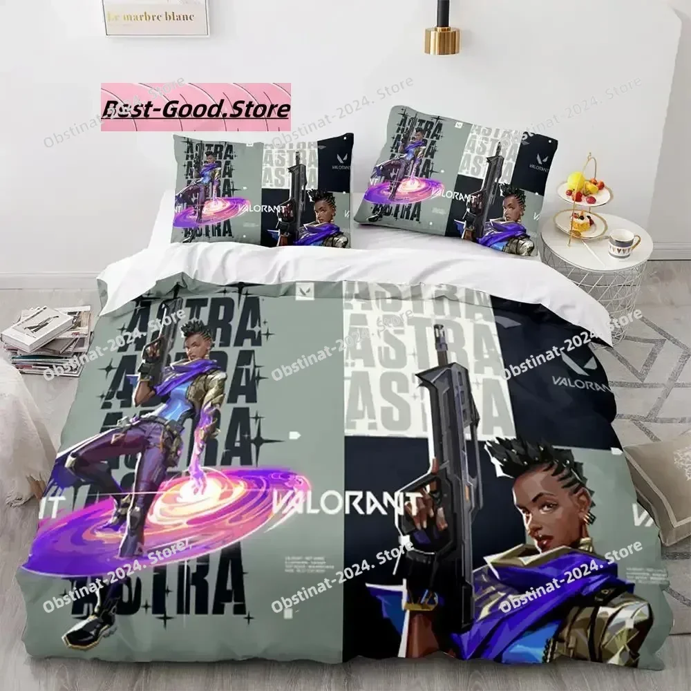 Gaming Valorant Bedding Set Single Twin Full Queen King Size Bed Set Aldult Kid Bedroom Duvetcover Sets 3D Print Anime 041