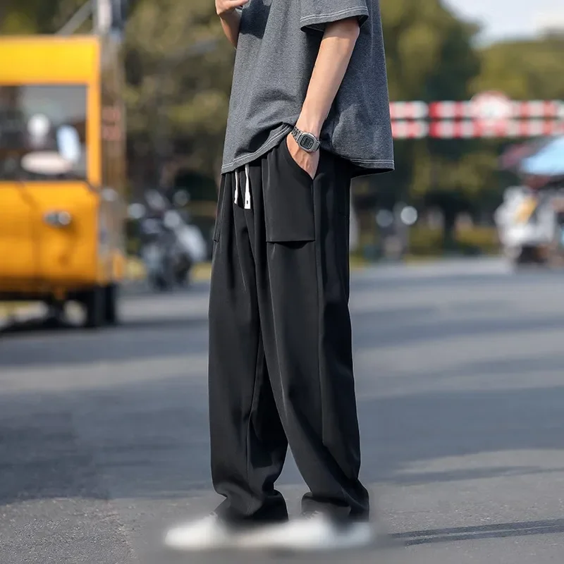 

2024 New Men's Pants Straight-leg Harajuku Casual Baggy Trousers Solid Color Basic Pant Korean Male Clothing