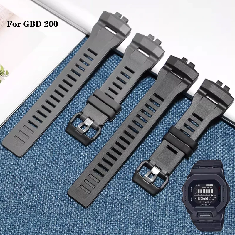 

GBD 200 ремешок для часов браслет для G-SHOCK Casio GBD-200-1A GBD-200RD-4 силиконовый ремешок серый черный ремень для часов водонепроницаемый спортивный ремешок