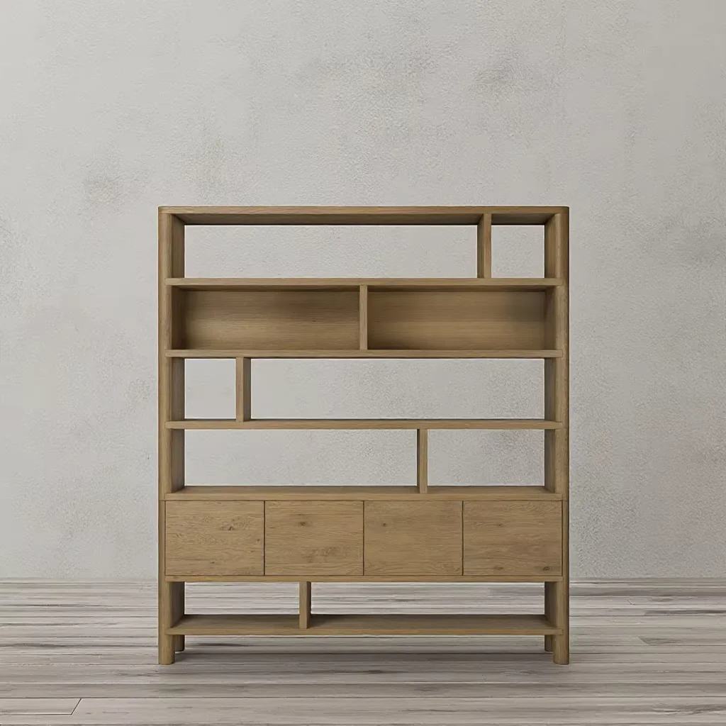 High End Home Office Furniture Oak Solid Wood Wide Bookcase