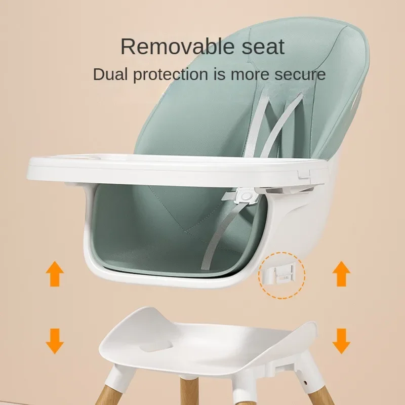 Adjustable Height Multifunctional Food Chair with Cushion Kid Baby Feeding Chair Eat Booster Seat Non Slip Dining Chair