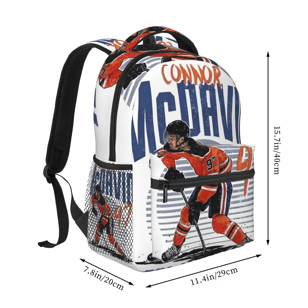 Connor McDavid 97 For Edmonton Oilers Fans Backpack Student Boys Girls BookBag School Bag Laptop Shoulder Bags for Men Women