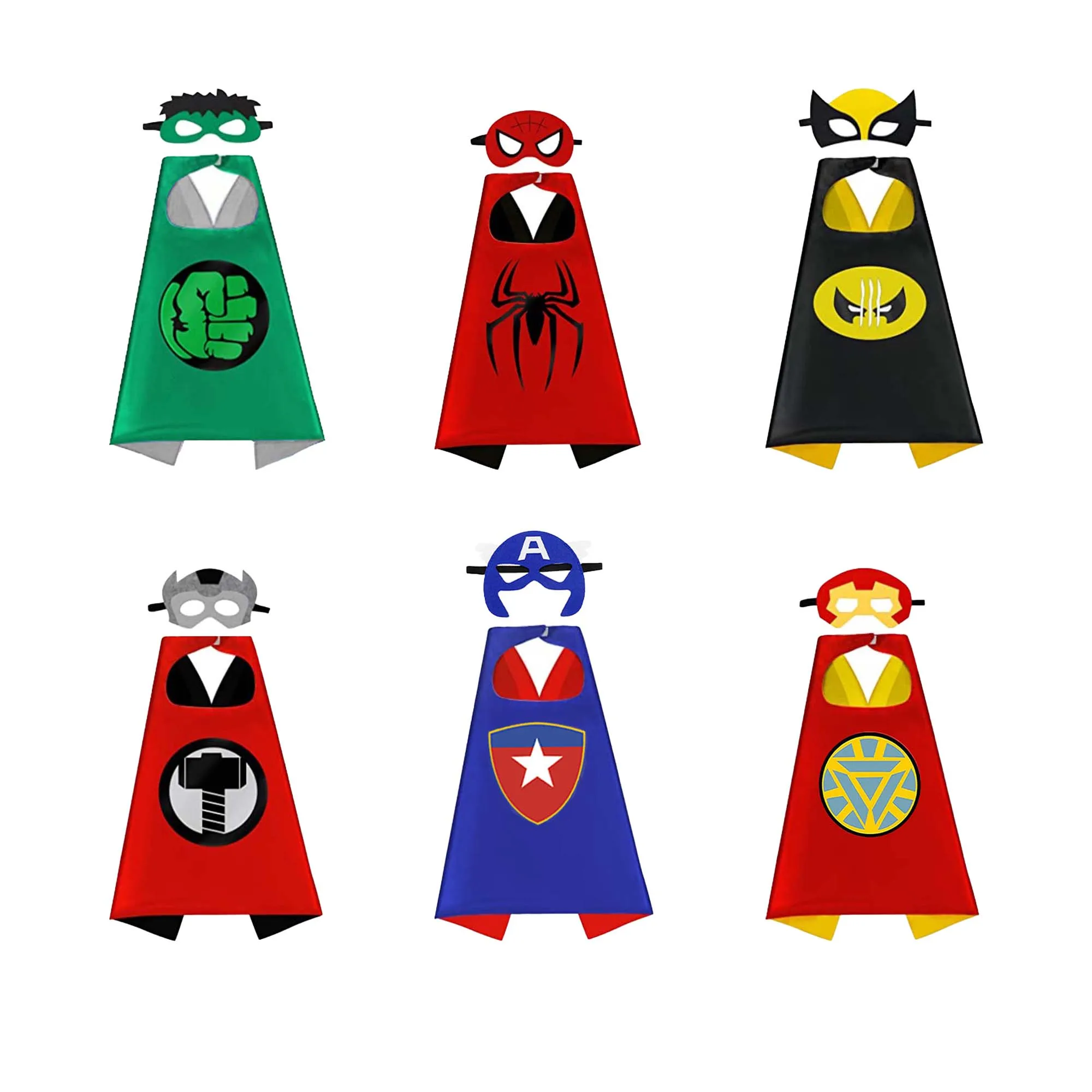 Capas de superhéroe para disfraz de Halloween, suministros de fiesta de Festival de Cosplay, favores, vestido para niños de 3 a 12 años, 6 juegos