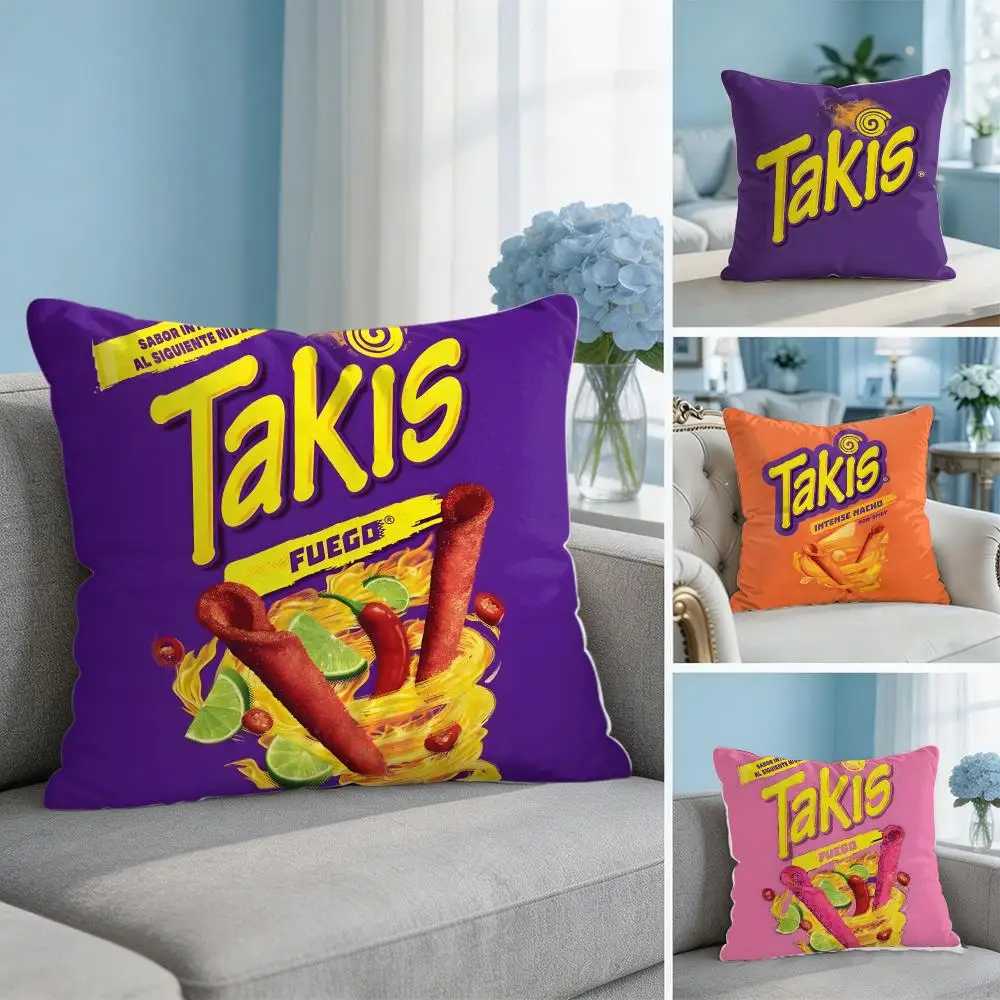 Mexican Logo T-Takis C-Chips Cushion Cover Soft Short Plush Throw Pillow Cover Hidden Zipper Cutecore Sofa Bedroom Home Decor