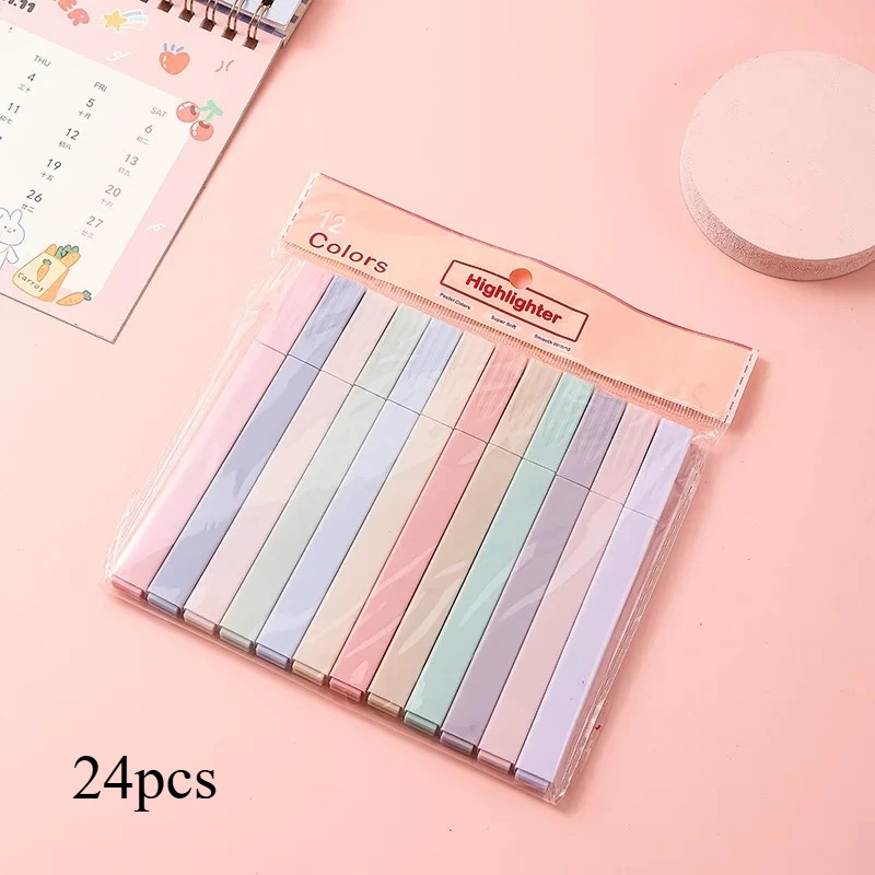 

24pcs Square Highlighter Markers Painting Tools For Journaling School Office Supplies For Students Artists And Stationery Lovers