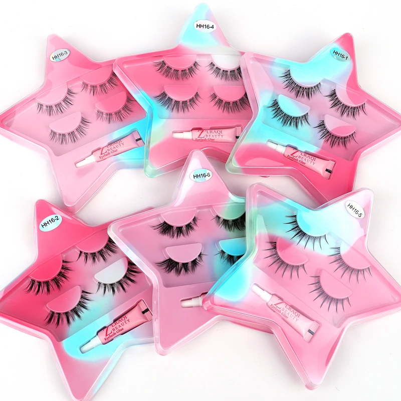 2 Pairs/Tray Narual warping transparent stem full strip lashes extention material with Support custom