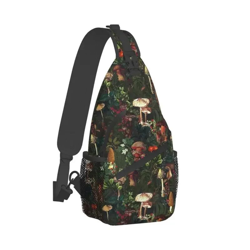 Custom Vintage Night Mushrooms Sling Bags Men Cool Botanical Forest Garden Shoulder Crossbody Chest Backpack Traveling Daypack