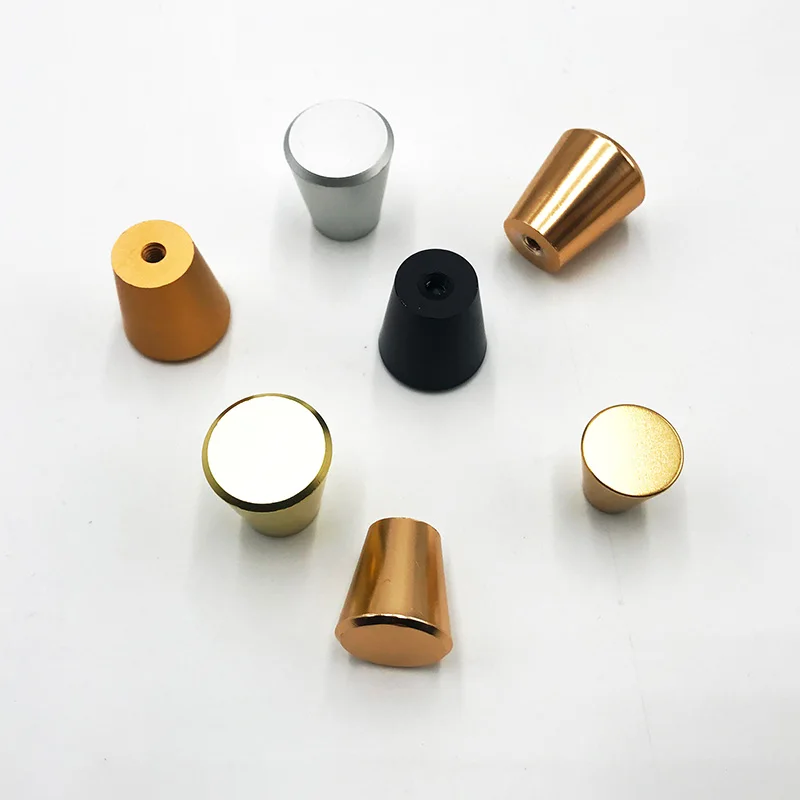 

5PCS Drawer Aluminum Alloy Handle Gold Solid Single Hole Copper Brushed Handle Modern And Simple Space Aluminum Cone Handle