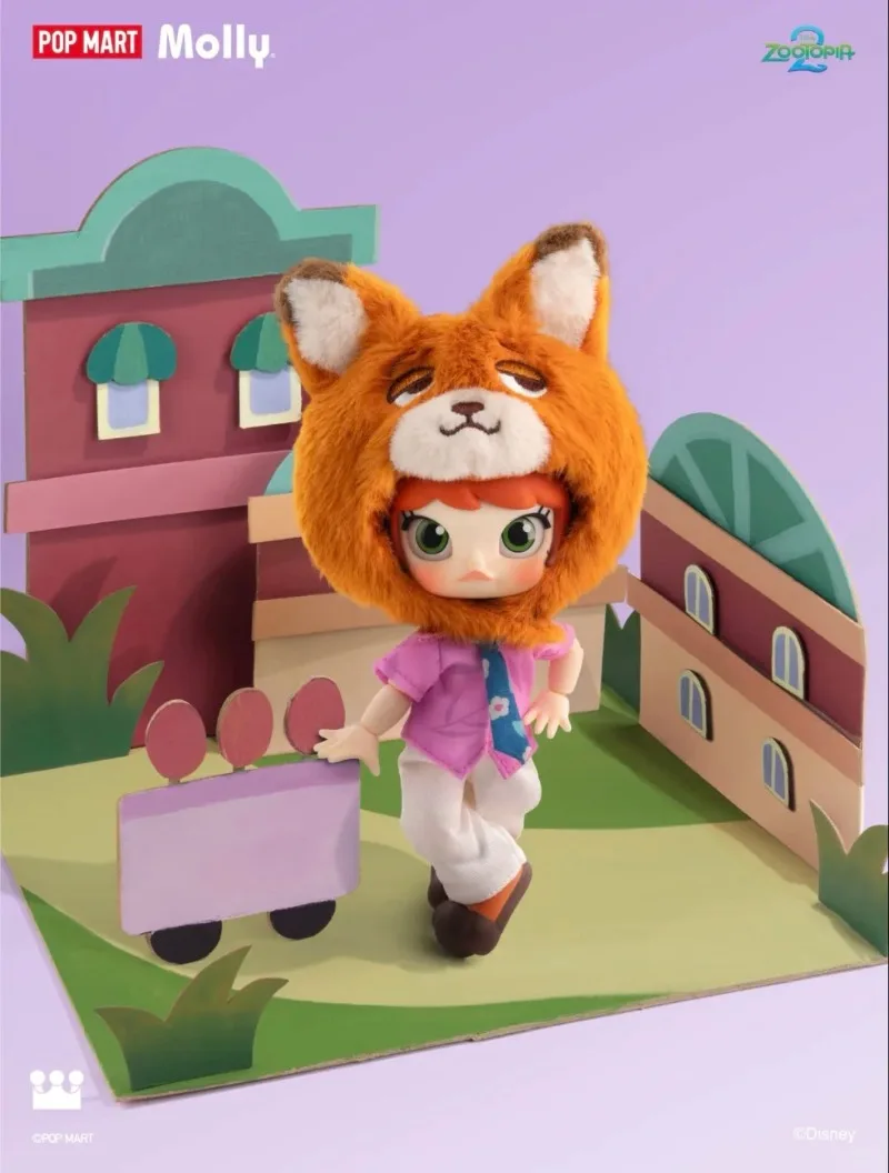 POPMART оригинальная фигурка MOLLY Zootopia 2 серии 1/12, слепая коробка, милый орнамент-сюрприз, рождественское украшение, подарок