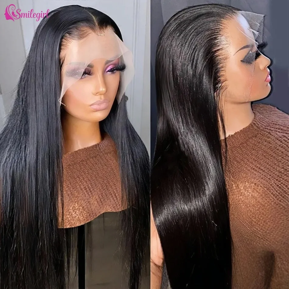 30 40 Inch Bone Straight 13x6 Lace Front Wig Human Hair 220 Density Pre Plucked 13x4 Lace Frontal Wigs Straight Human Hair Wigs For Women Glueless Wigs Natural Color