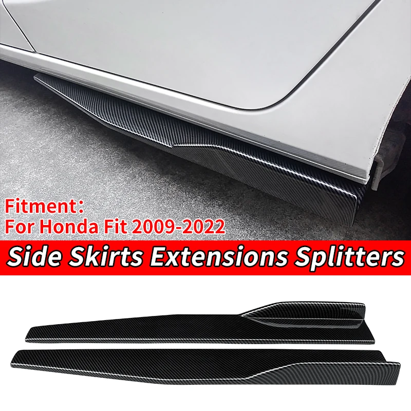 

Car Left/Right Side Skirt Bumper Diffuser Spoiler Aprons Wings Extensions 75cm Carbon Look ABS For Honda Fit 2009-2022 2014 2018