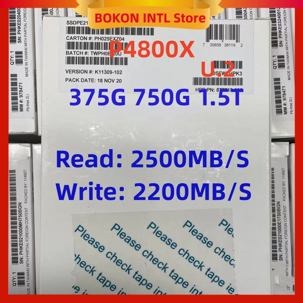מקורי עבור Intel Optane P4800X 375G 750G 1.5T U.2 Enterprise Solid State Drive Service SSD 2.5" U.2 NVME PCIE ssd
