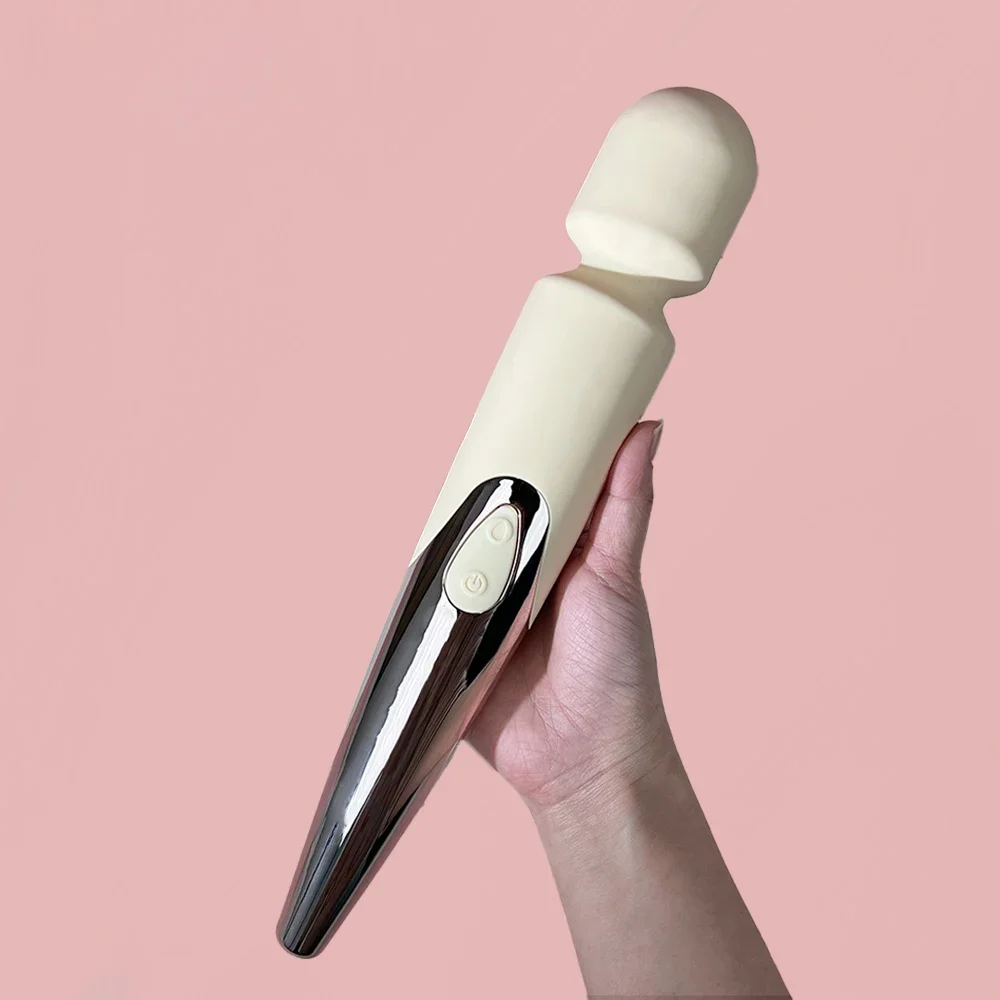 Varita de Masaje de Silicona Amarilla y Plateada, Juguete Sexual para Adultos, Placer Íntimo, Relajación Corporal, Flexible para el Cuello, Potente, 10 Modos de Penetración
