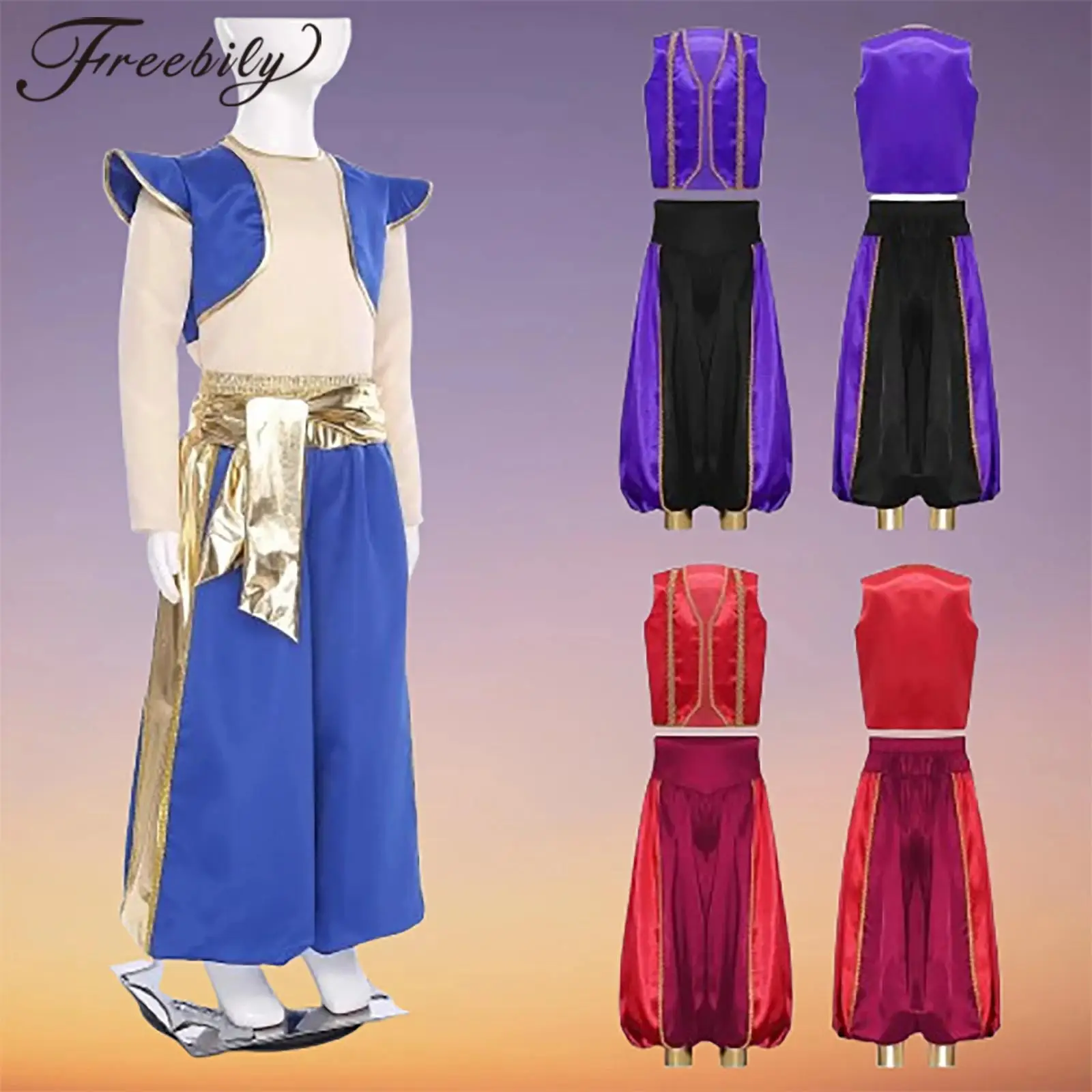 

Children Arabian Prince Costumes Outfit Kids Boys Halloween Carnival Lamp Elf Cosplay Oriental Theme Party Fancy Dress Dancewear