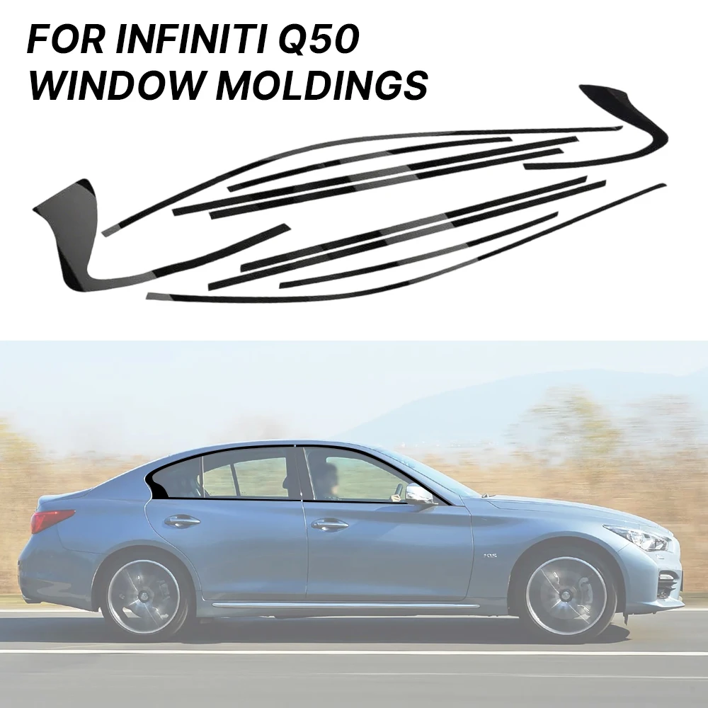 

Для Infiniti Q50 2013-2023 седан, окно автомобиля, хромированные удаленные затемняющие стойки ABC, глянцевые черные наклейки, автомобильные аксессуары