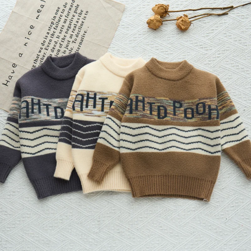

Boys Sweaters Spring Autumn 2025 Children Woolen Jersey Tops Clothes For Baby Knitted Outerwear Kids Pullover Sweater Outfits 6Y