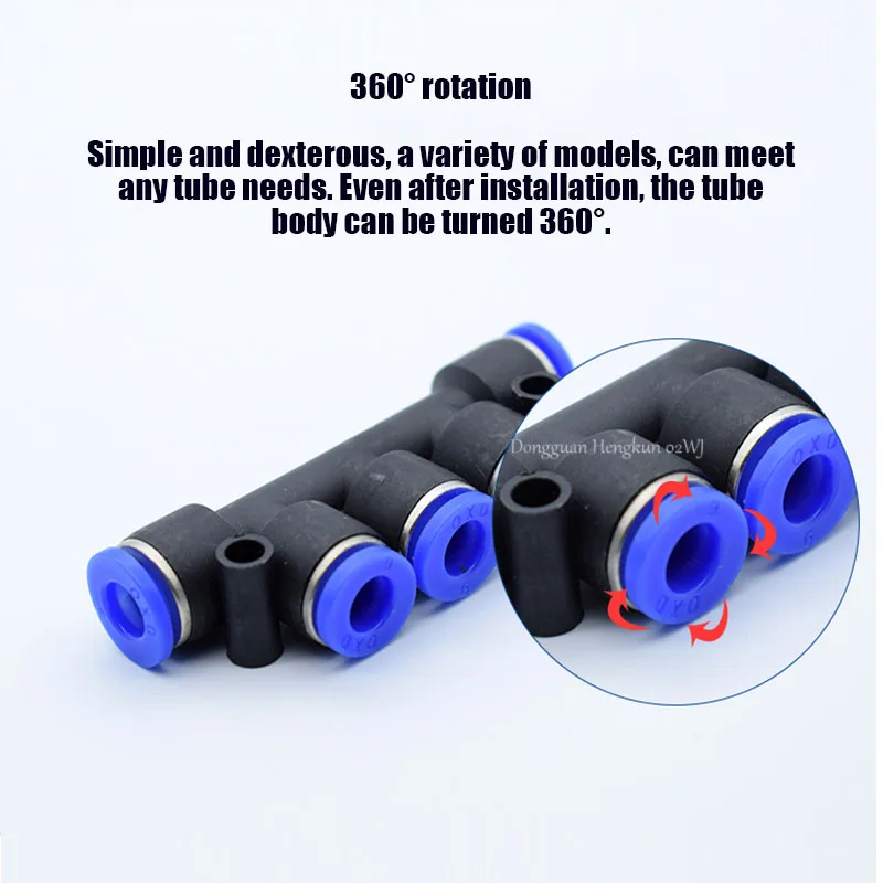 Trachea Quick Connector PK 4 6 8 10 12mm Pneumatic 5-Way Connector-Quick Fitting for Air/Water Tube-Pneumatic Connector Push In