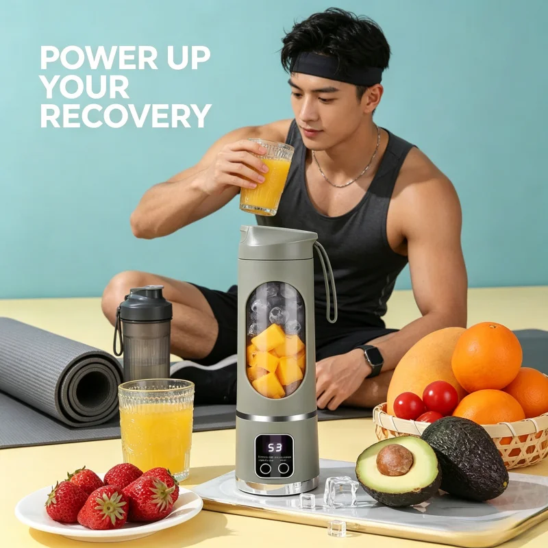 Licuadora Portátil y Batidora Manual – Exprimidor con Carga USB para Smoothies, Batidos y Jugos de Frutas