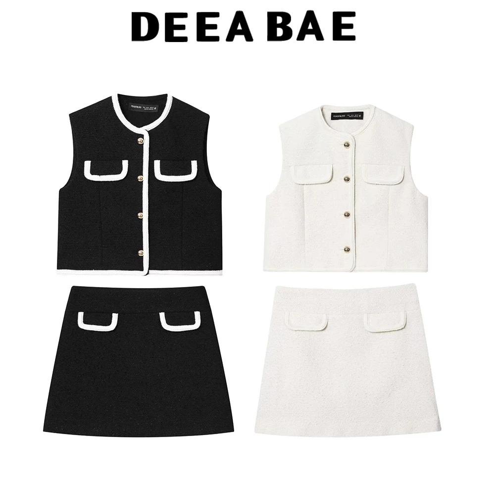 DEEABAE Herbst Neue frauen Mode Europäischen und Amerikanischen Stil Ärmellose Schleife Samt Tank Top Weste Hohe Taille Mini Rock set