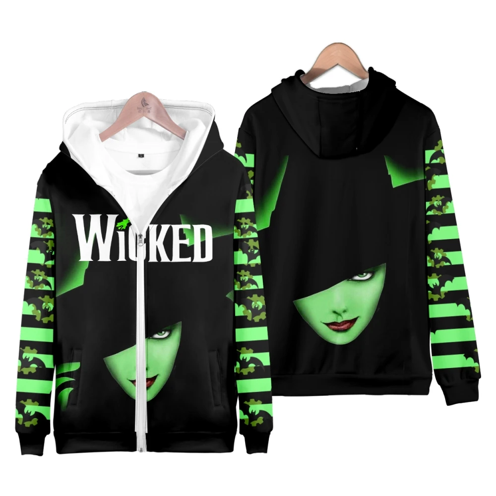 WICKED The Musical 3D Print Zip Up mujeres/hombres Sudadera con capucha Hip Hop Elphaba Cosplay niños/niñas niños chaqueta con capucha con cremallera