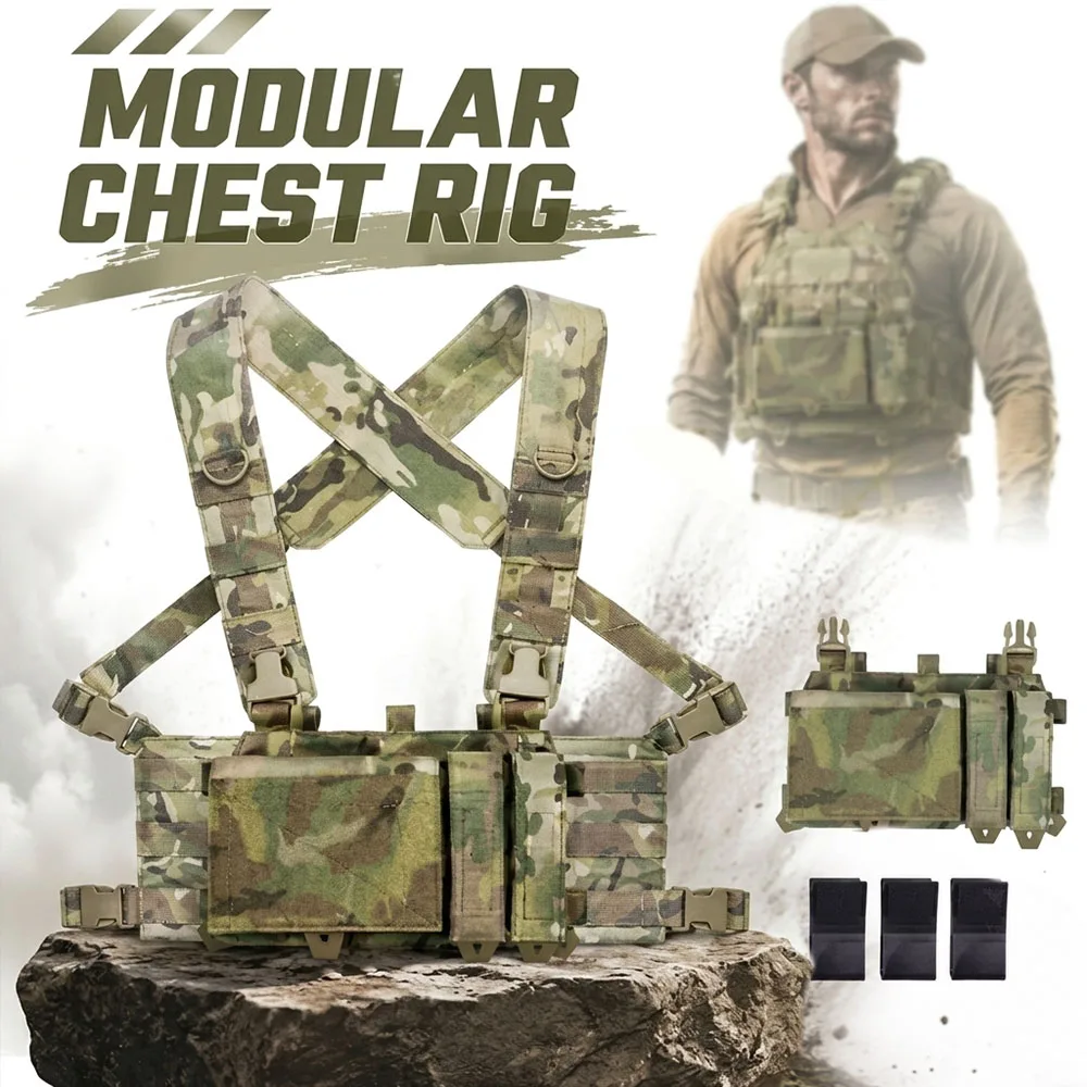 

Tactical Triple Magazine Pouch with Admin Pouch Quick Release Front Panel MOLLE Tactical Vest Utility Mag Carrier for Shooting