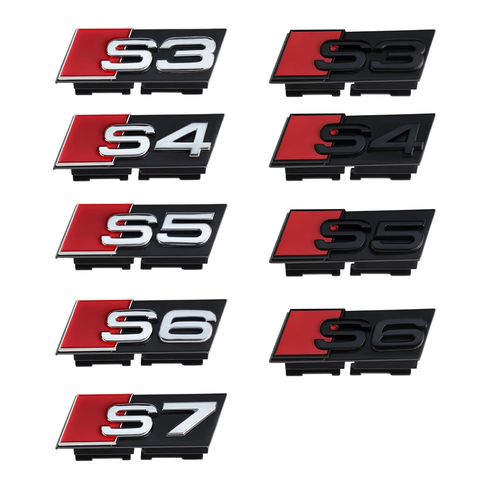 1 Stück 3D Schwarzes Auto-Logo S3 S4 S5 S6 S7 Emblem Kühlergrill-Abzeichen Heckkofferraum-Aufkleber Mittelabdeckung für Audi A1 B2 A7 C8 TT Q3 C5 R8 – Detail 11