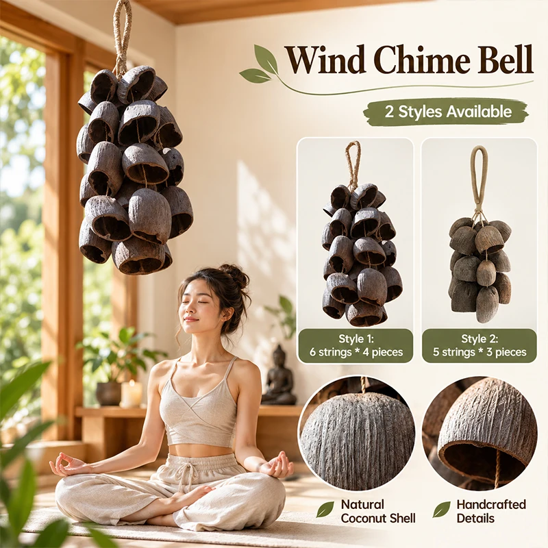 Spiritual Sound Healing Chime Bell Natural Fruit Shell Hand Bell Percussion for Meditation Yoga Outdoor Wind Chime