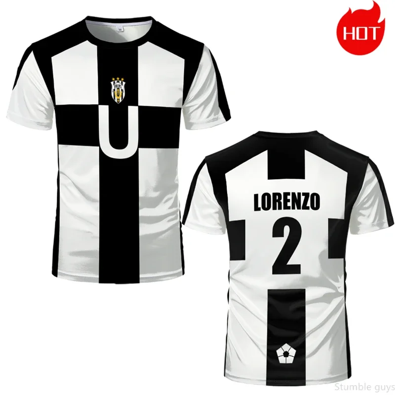 Blaues Fußballtrikot mit Aufdruck, Anime Cosplay, Jungenkleidung, Mädchenkleidung, Kurzarm, Harajuku Streetwear, Herren, Damen, Kinder