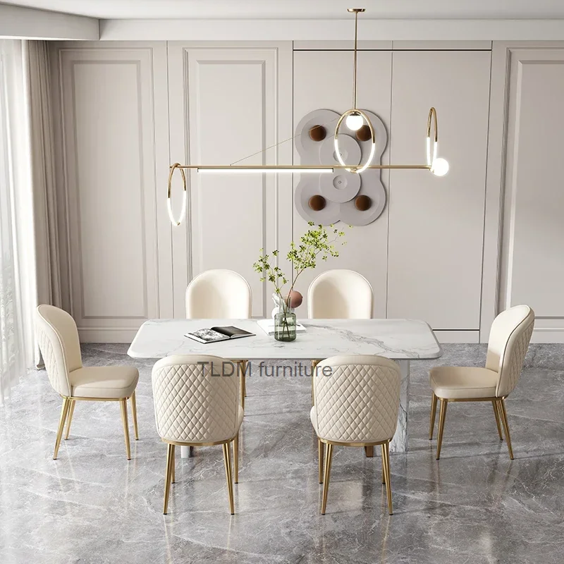 

Unique White Dining Chairs Modern European Nordic Kitchen Dining Chairs Luxury Lazy Leather Chaises Salle Manger Hotel Furniture