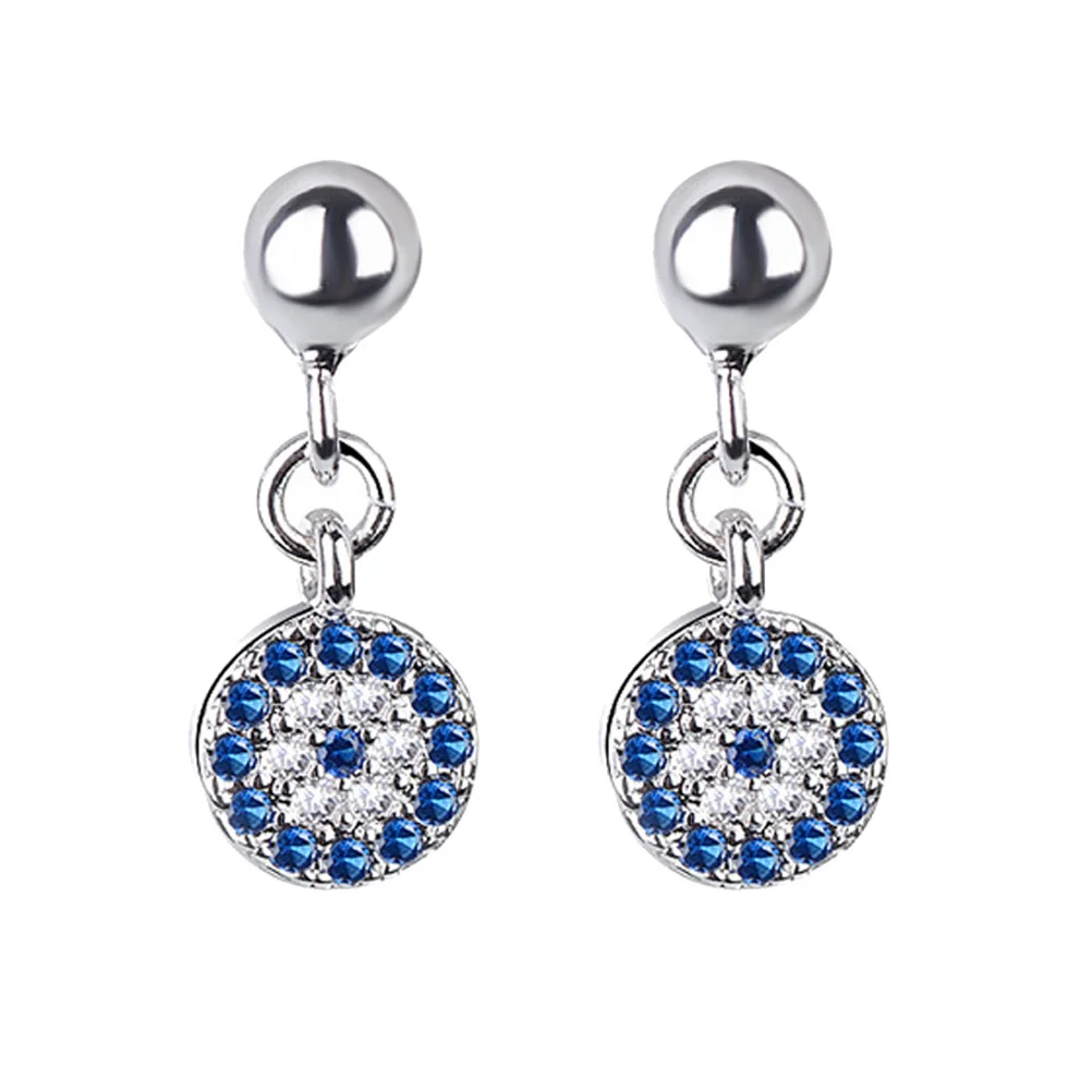 1 زوج شيطان العين حجر الراين أقراط النحاس موضة الأذن ديكور الأزرق الفردية المتدلي العصرية هدية حجر الراين قطرة الأذن #6