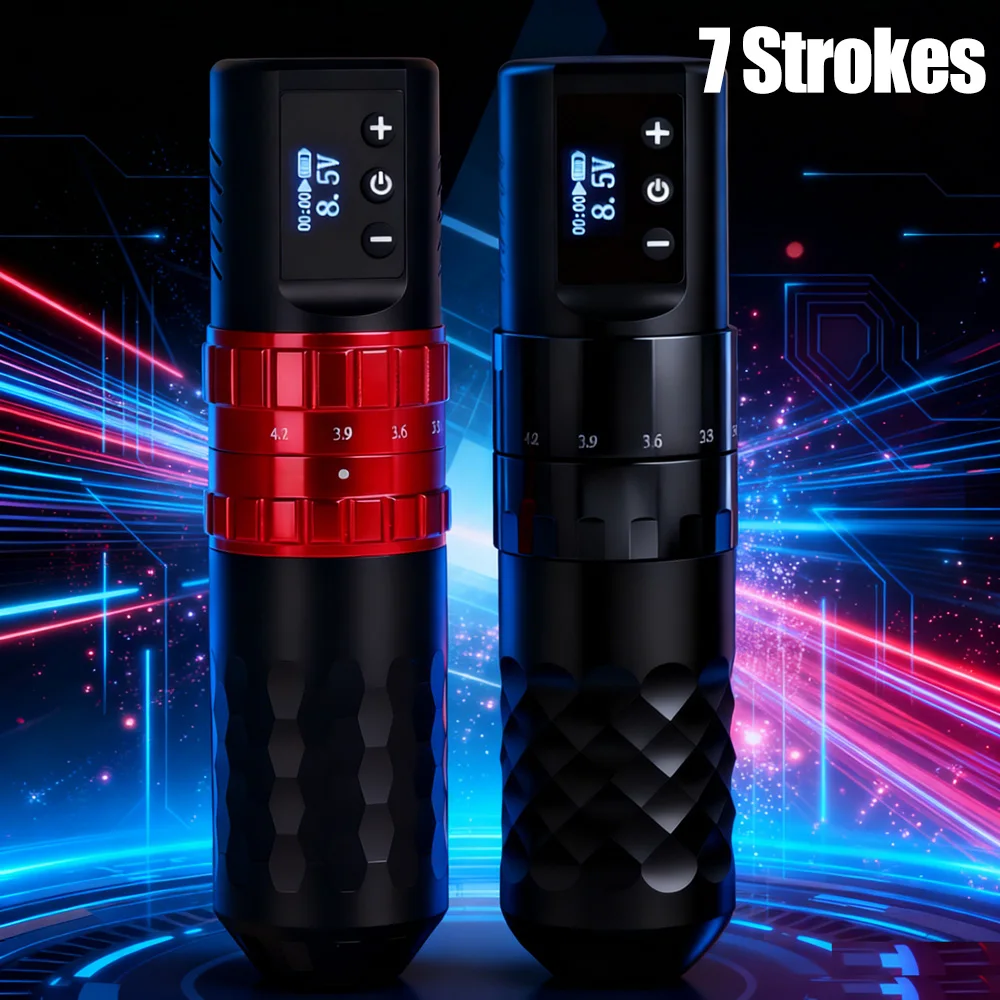 

Беспроводная ручка для тату-машины 2,4-4,2 мм с регулируемым ходом, беспроводной вращающийся мотор, ручка для татуировки, двойная батарея для татуировщиков на теле