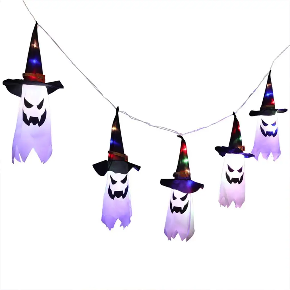 Halloween Horror Atmosfera Criativa Pendurado Decorações, Casa Assombrada Decoração Cena, Luzes LED Fantasma, Novo, 5pcs por conjunto