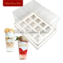 12/24 Holes Mini Dessert Shooter Boxes With Clear Lid DIY Mousse Cup Cake Packing Box Wedding Party Baking Supplies Cake Tools