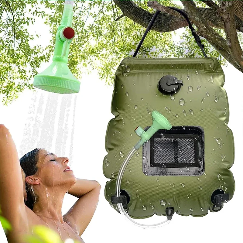 

Solar Shower Bag 20L Outdoor Solar Heating Premium Camping Shower Bag Hot Water Temperature 45 with Removable Hose Shower Head