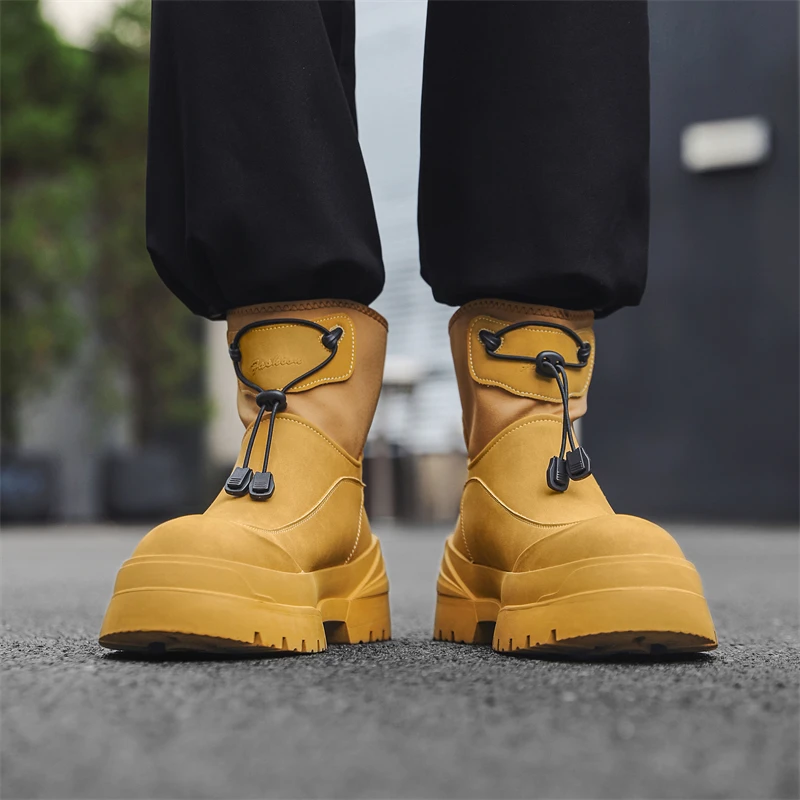 

Autumn New Men's Fashionable Rock Style Thick Soled Boots with Niche Design Denim Cool Riding Autumn and Winter Chelsea Boots