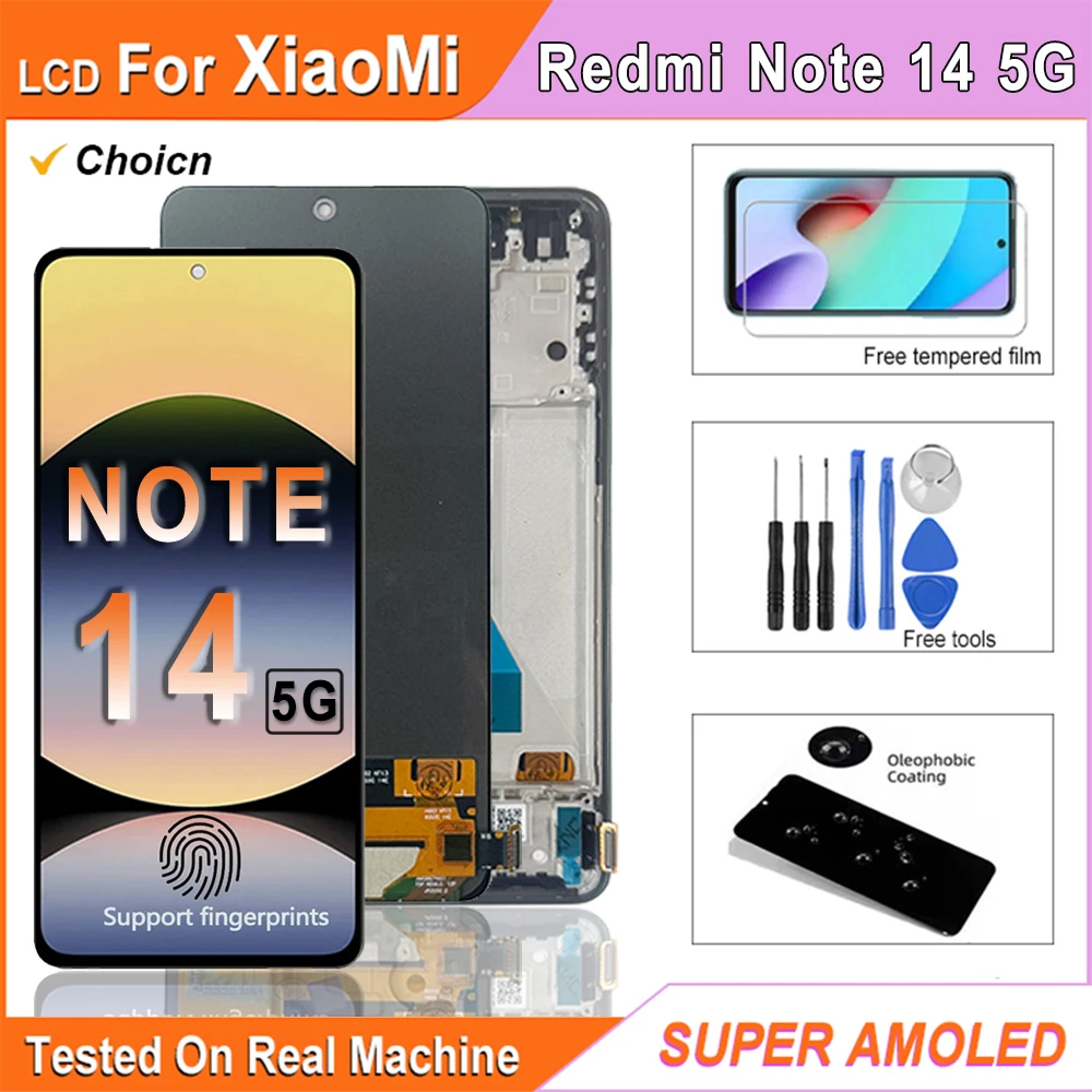 Super AMOLED LCD For Redmi Note 14 5G LCD Touch Screen Digitizer Assembly Replacement For Xiaomi Redmi Note 14 5G LCD Screen