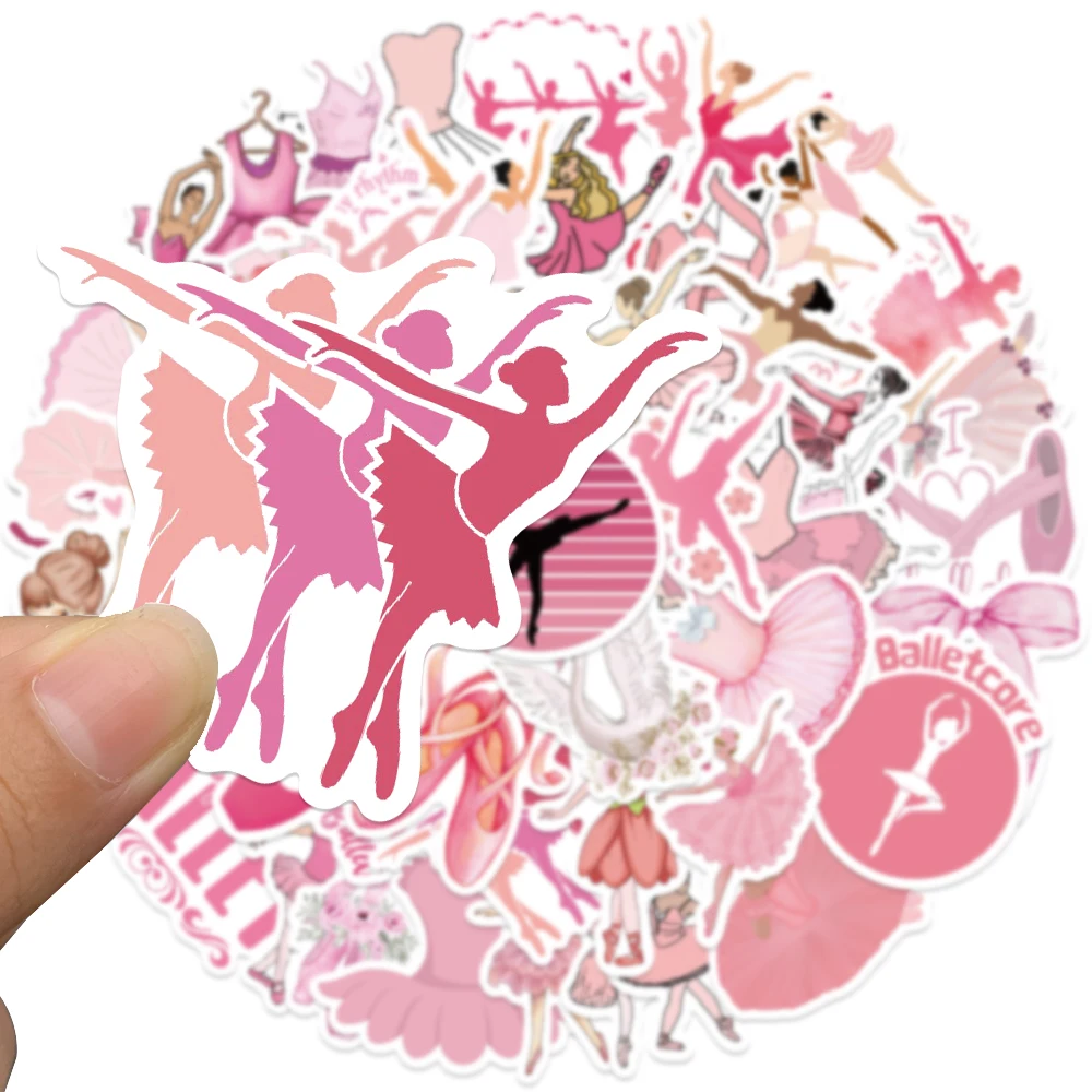 50PCS Pink Ballet Girl Club Cartoon Art Dance Sticker DIY Diary Phone Laptop Luggage Skateboard Car Decals Fun for Kid Toy Gift