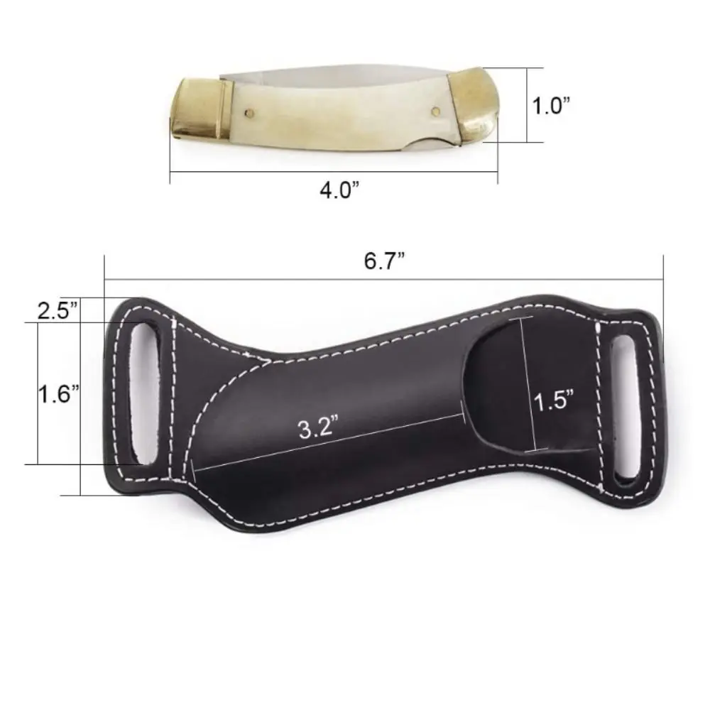 Vintage Cowhide Fold Knife Protector Bag Leather Sheath Cover Scabbard Straight Pocket Knife Cover Bag Case Holder Outdoor Tools