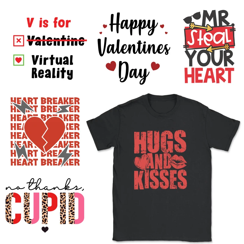 Valentines Day Happy Iron On DTF Transfer Sticker T Shirts Fashion Women Thermals Heat Print Patch Clothing DIY