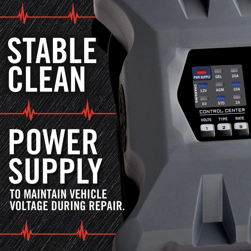 NEW Gray PL2320 20-Amp Fully-Automatic Smart Charger,Battery Maintainer, and Stable Power Supply with Temperature Compensation