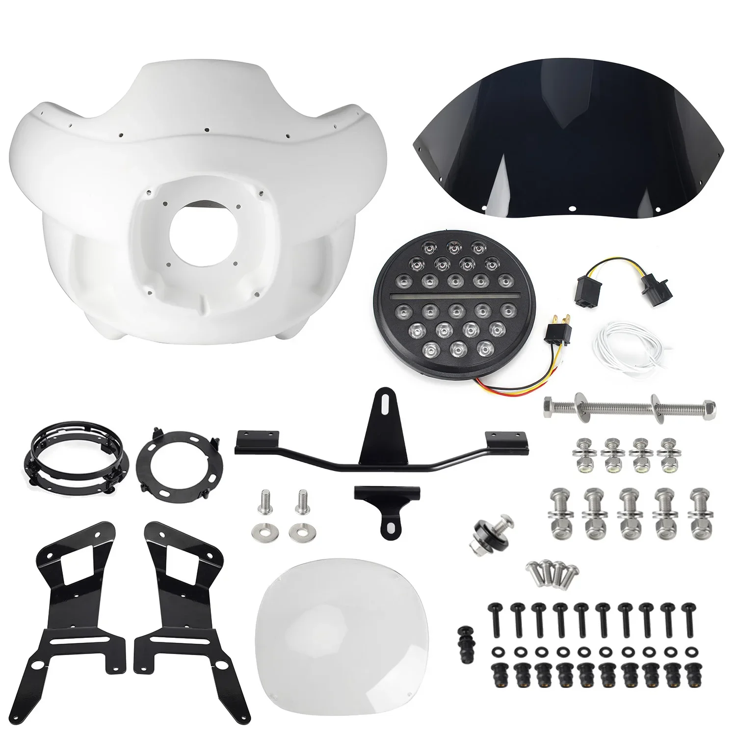

Front Fairing and Windshield With 7" LED Headlight For Harley Dyna Low Rider FXDL