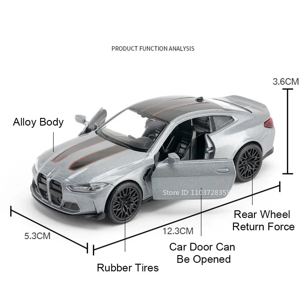 รถของเล่น BMW M3 รุ่นปี 1987 อัตราส่วน 1:36 ผลิตจากโลหะผสม แบบหล่อขึ้นรูป M4 CSL รถมินิ ประตูเปิดได้ ล้อแบบดึงกลับ ยางแบบยาง ของตกแต่ง ยานพาหนะ ของขวัญสำหรับเด็ก